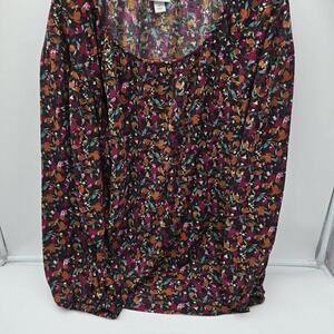 Ava & Viv‎ Womens Top Size 2X Multicolor Floral Boat Neck Stretch Long Sleeve